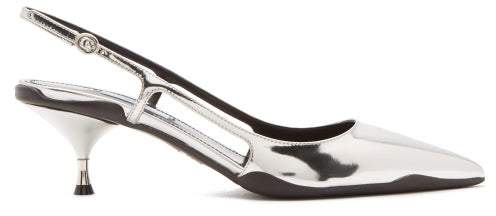 Slingback Patent Leather Kitten Heels – Womens – Silver – Art of Being ...